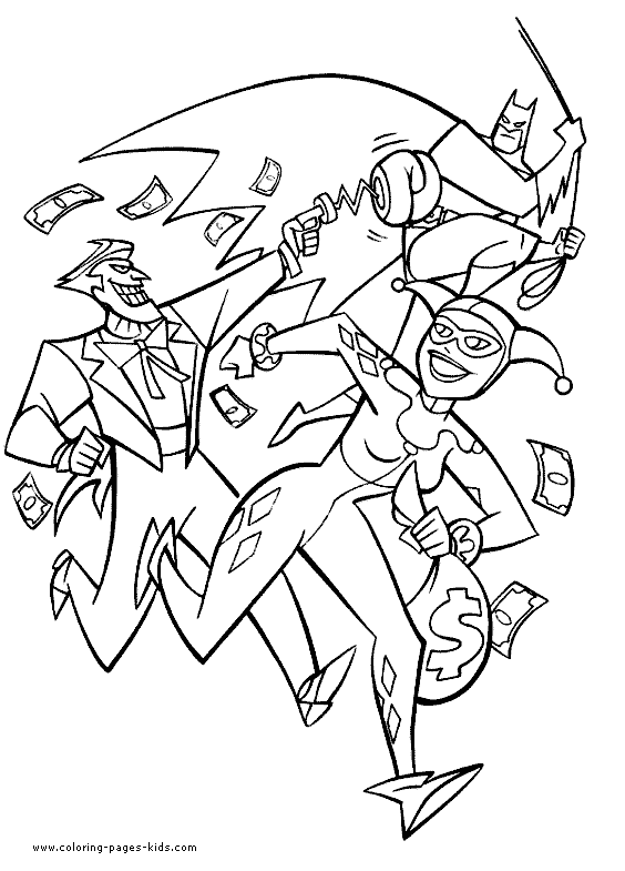Batman, Joker and Harley quinn coloring page