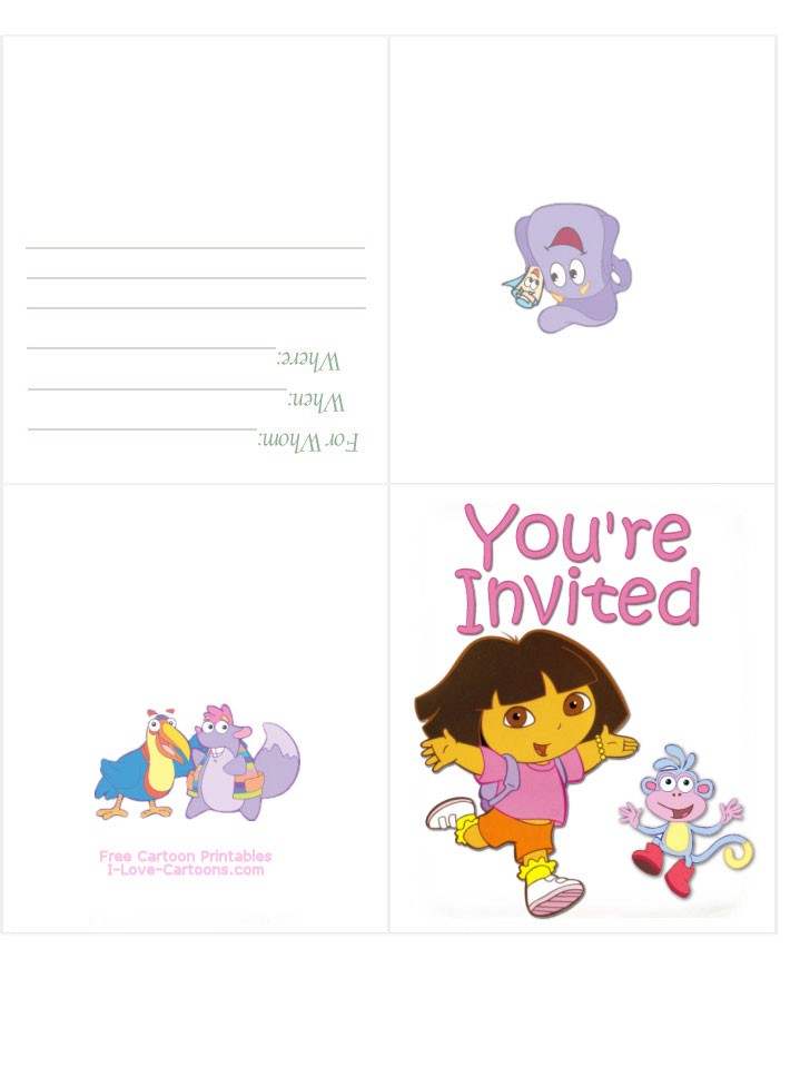 Dora the Explorer birthday invitation card