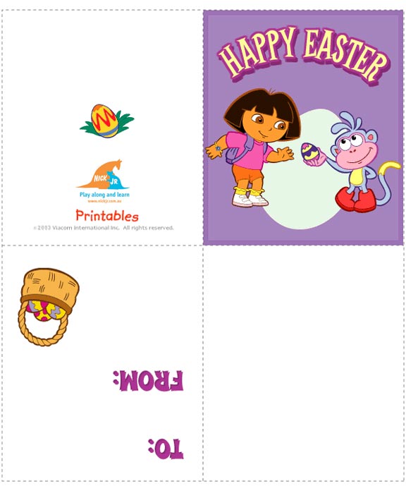 Printable Dora the Explorer easter card