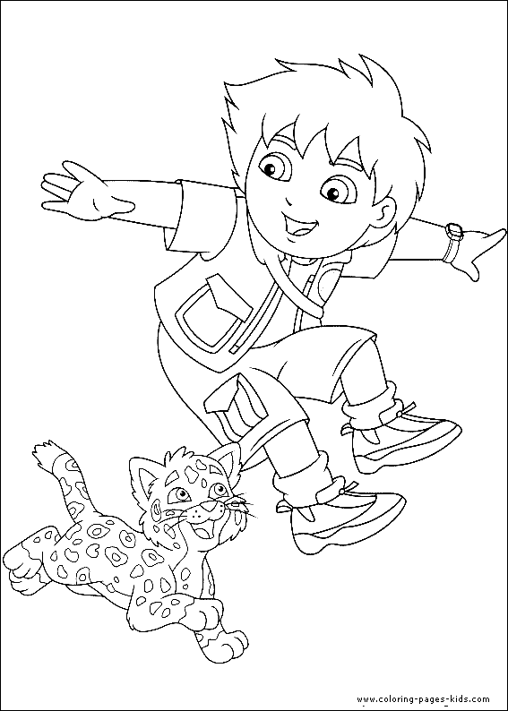 Go Diego Go and Baby Jaguar Coloring page 
