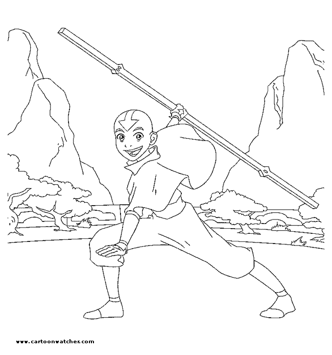 Aang smiling coloring page
