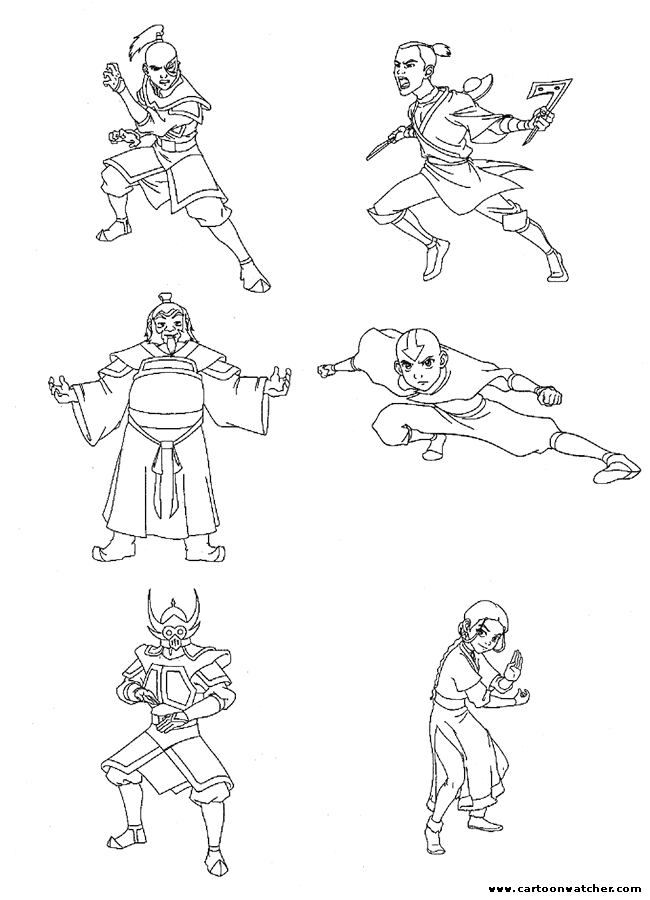 Avatar The Last Airbender characters coloring page