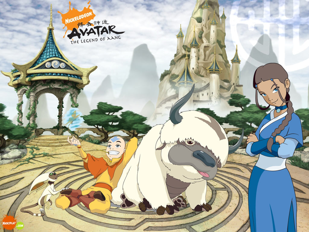 Aang and Katara avatar airbender wallpaper