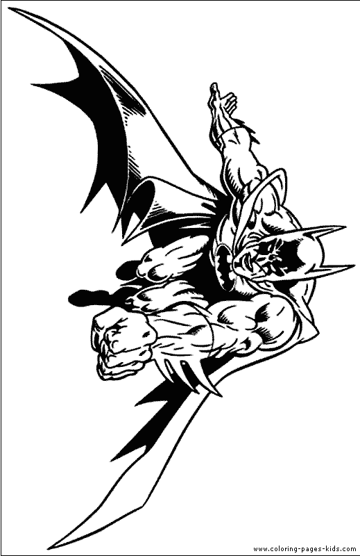 Batman attacking coloring page