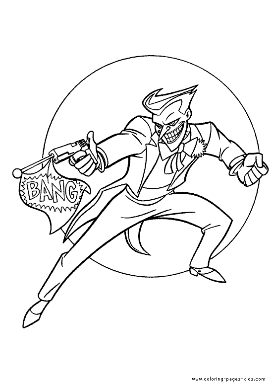 The Joker with a gun coloring page