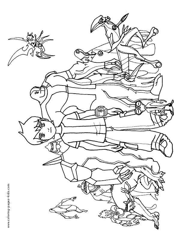 Ben 10 characters coloring page