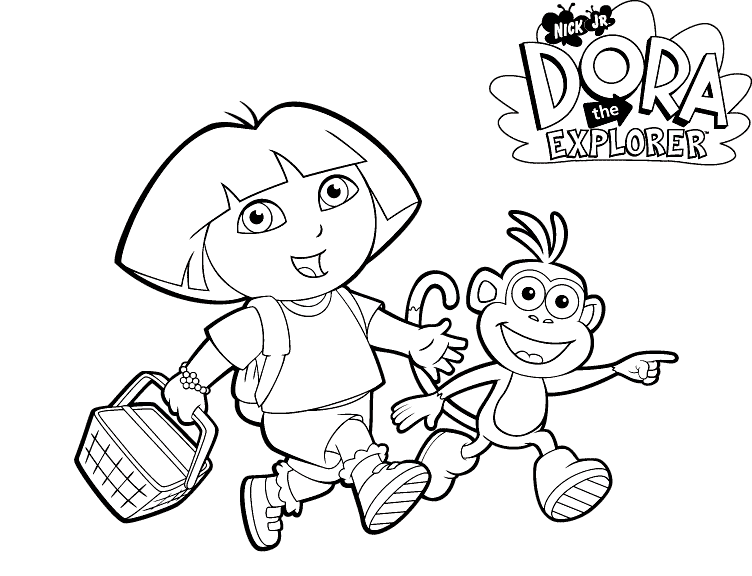 Dora the Explorer and Boots coloring page