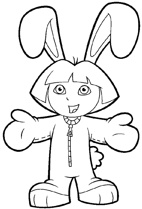 Dora the Explorer Bunny suit coloring page