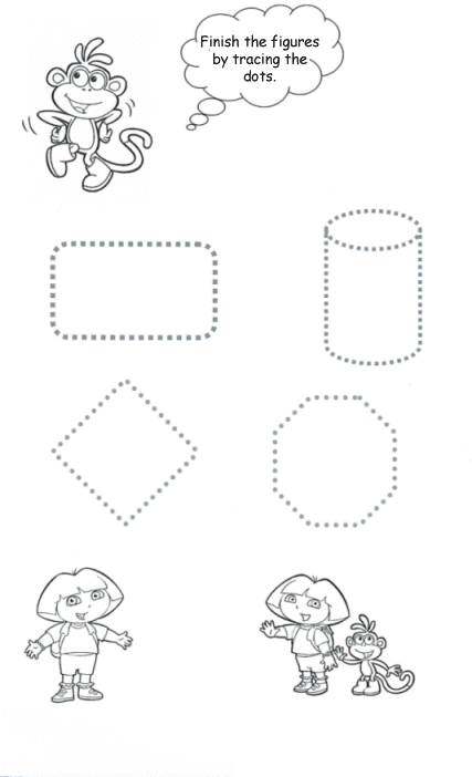 Printable Dora The Explorer Connect the Dots activity page
