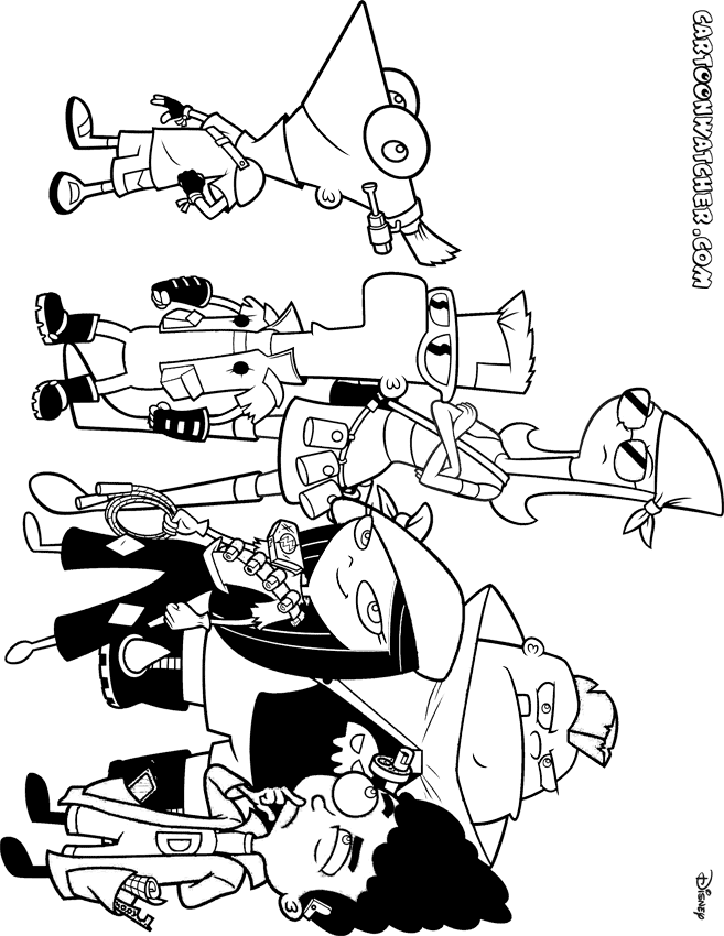 2nd Dimension Phineas and Ferb coloring page