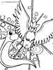 Pokemon coloring page of a Dratini and Fearow